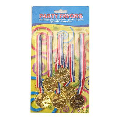 Zakjes met 6x goudkleurige party medailles