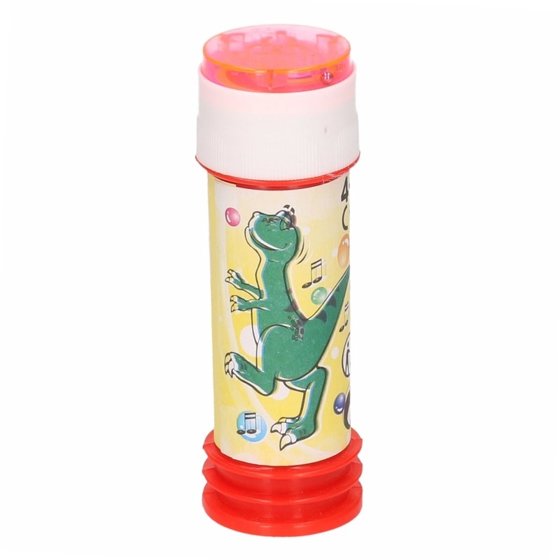 1x kinder bellenblaas dinosaurus 60 ml gekleurd flesje