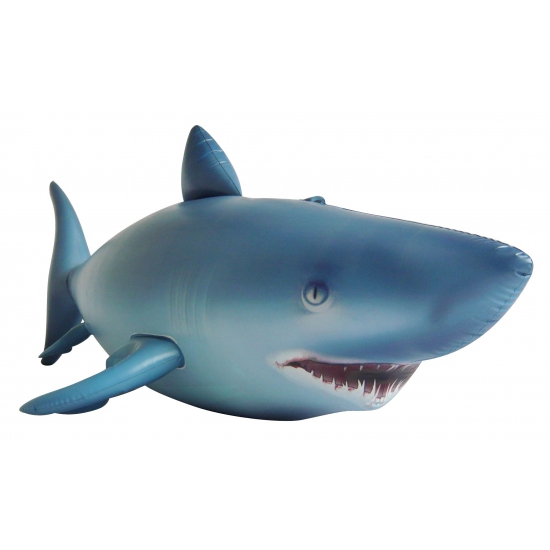 Xxl opblaas haai blauw 213 cm