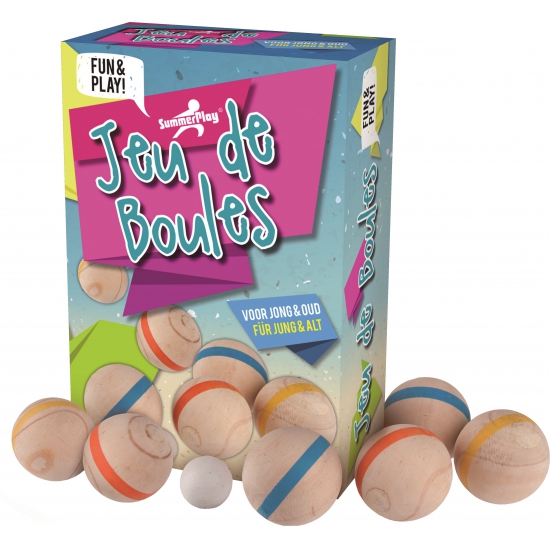 1x houten jeu de boules set met 6 ballen en markeringsbal speelset kinderspeelgoed