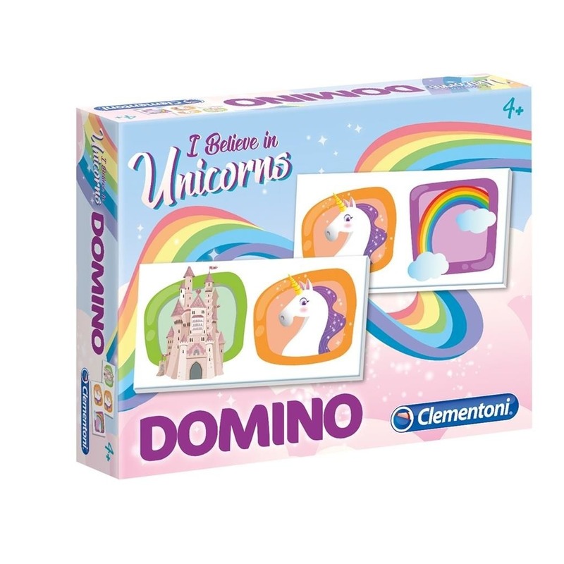 Speelgoed domino spel met eenhoorns
