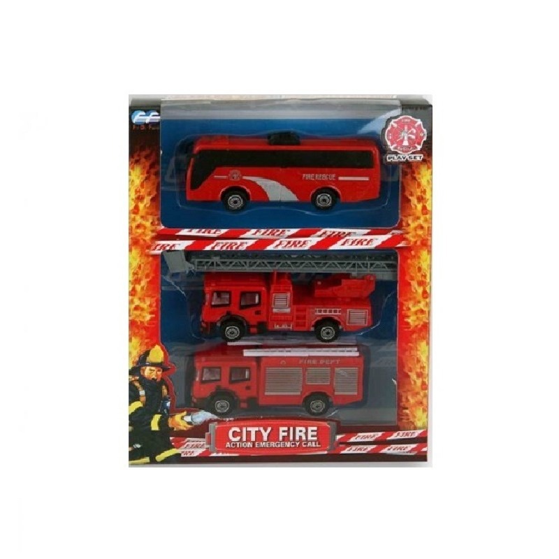 Brandweerauto speelgoed voertuigen set