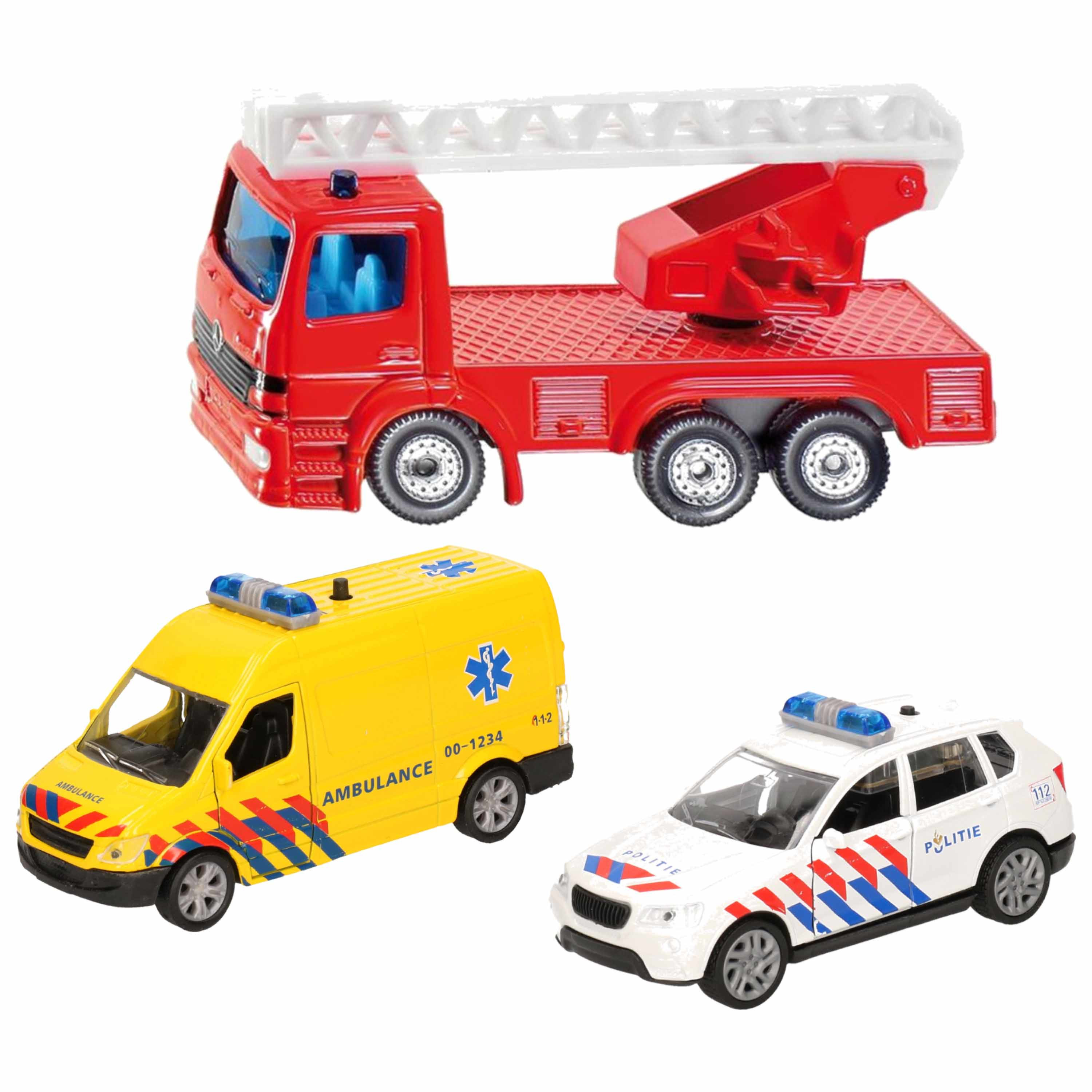 112 diensten wagens uitgebreide speelgoed set 3 delig die cast