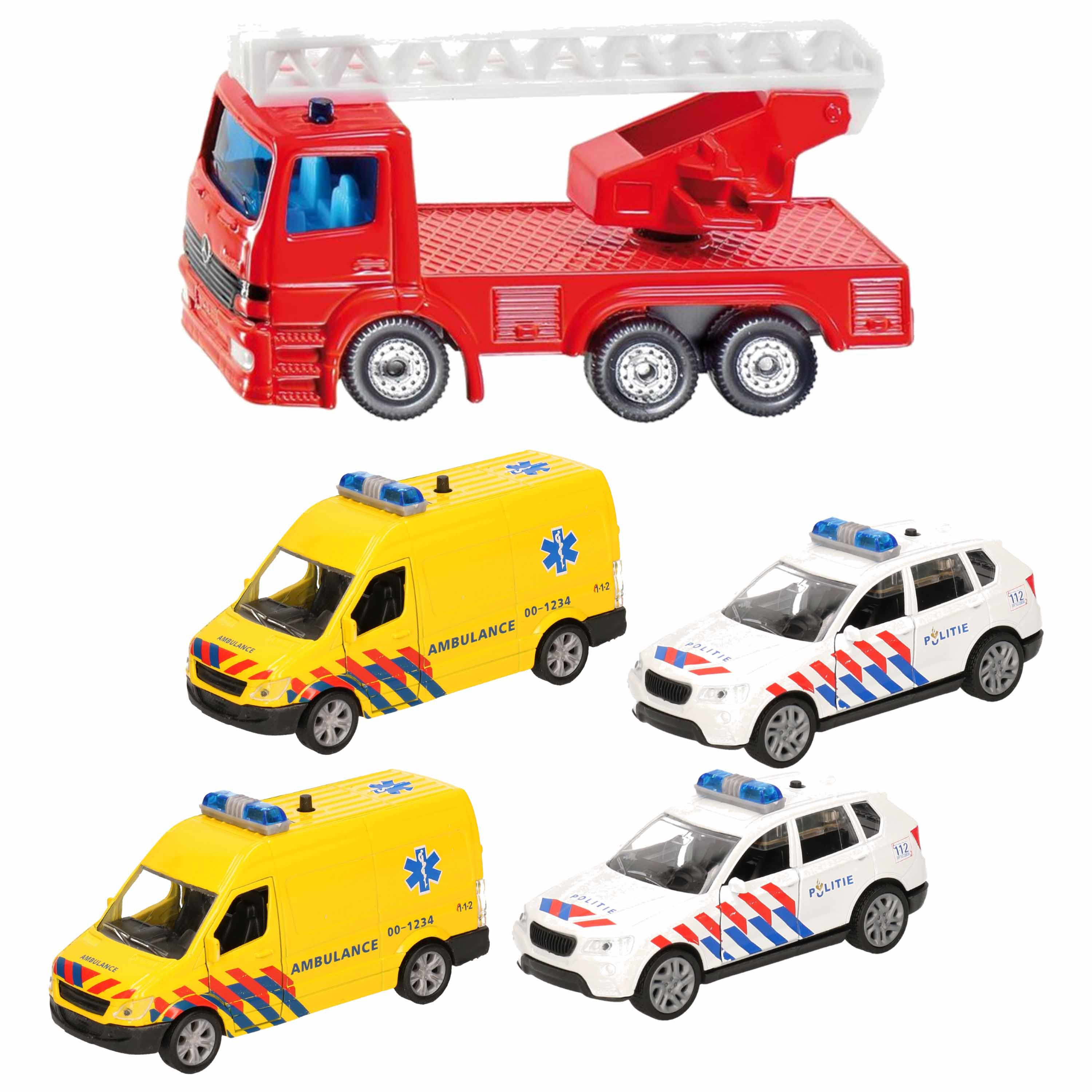 112 diensten wagens uitgebreide speelgoed set 5 delig die cast