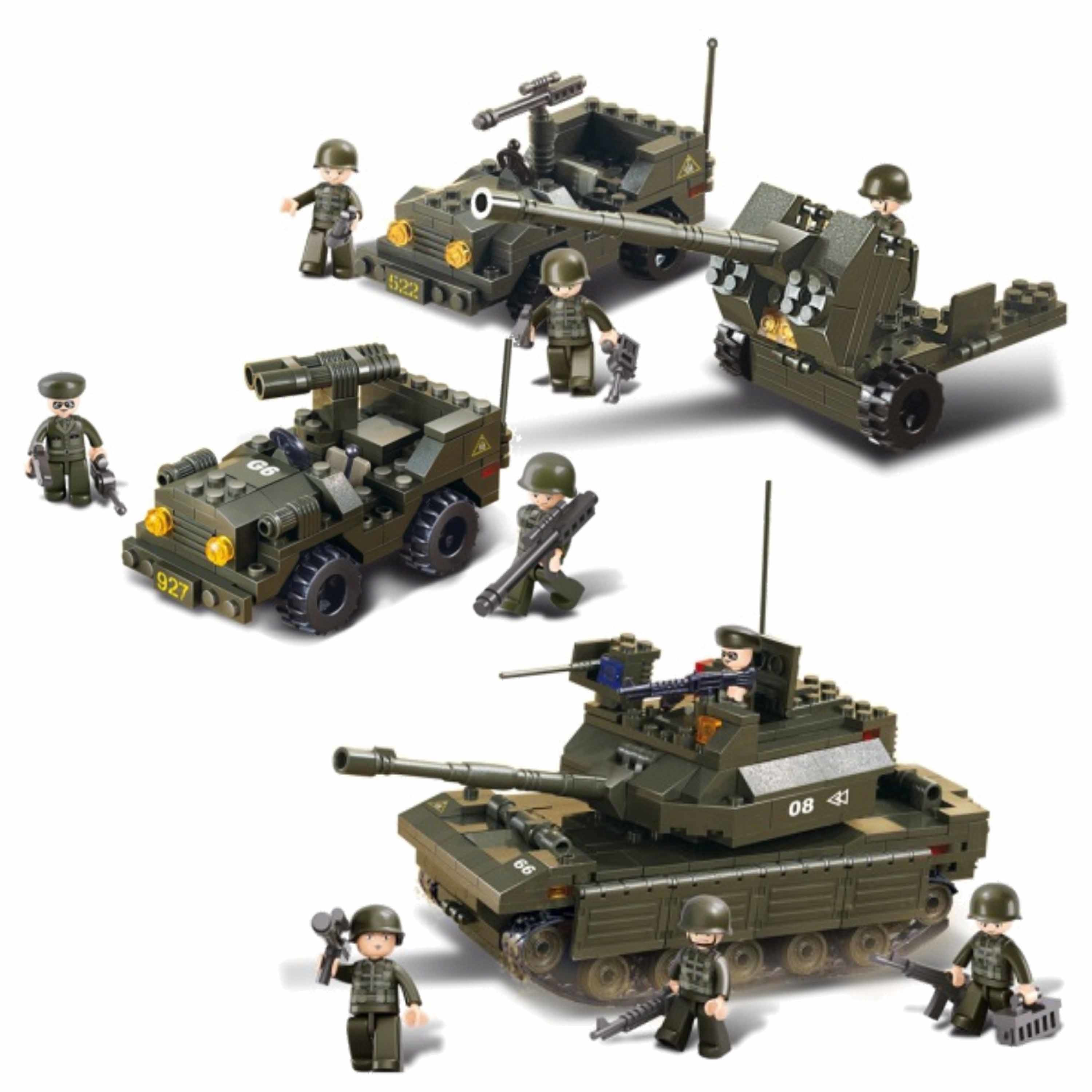Leger soldaten speelgoed set van sluban 3x army voertuigen