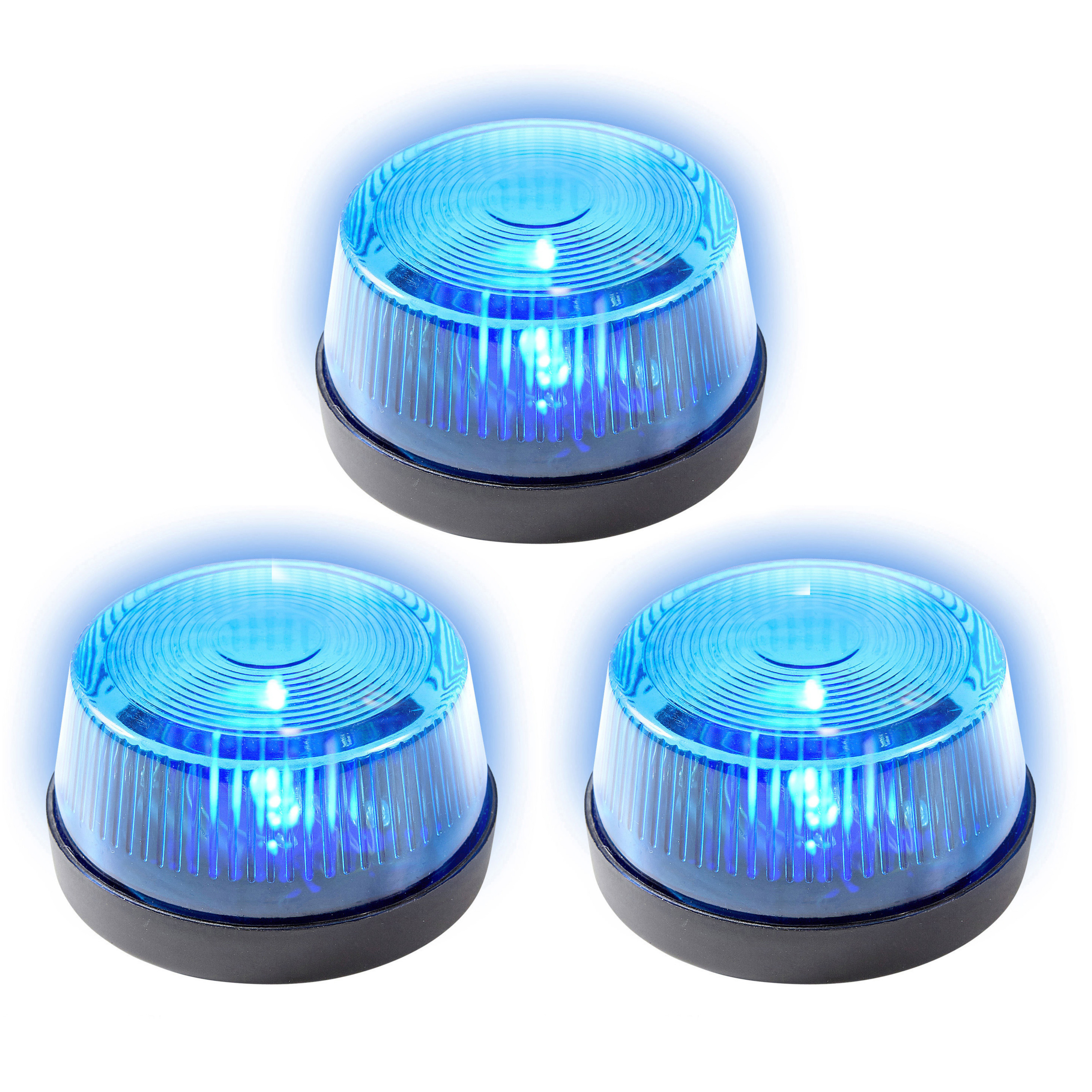 Set van 3x stuks signaallampen signaallichten blauw led licht 10 cm politie speelgoed feestverlichting