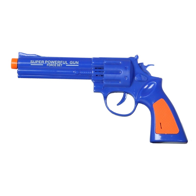 Politie speelgoed pistool blauw met geluid 23 x 11 cm