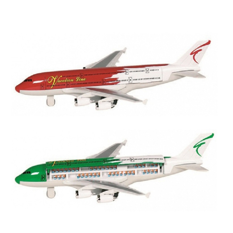 Speelgoed vliegtuigen setje van 2 stuks groen en rood 19 cm 10269523