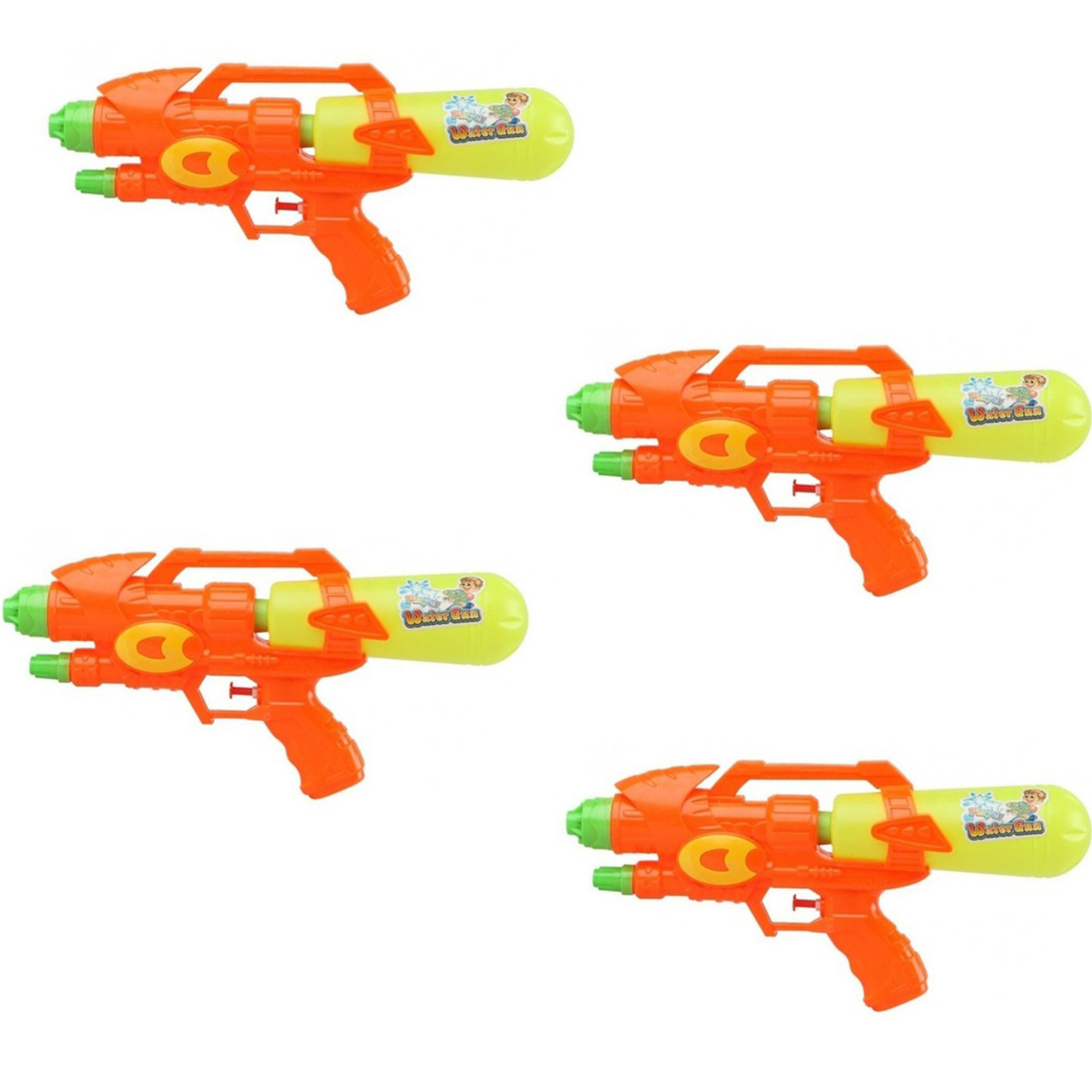 Voordeelset van 4x stuks watergeweer pistool oranje geel 34 cm 10223162